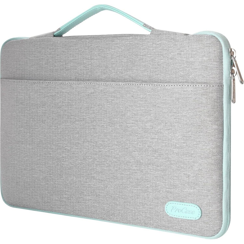 ProCase Laptop Sleeve Bag Gray Mint Green Water Resistant Padded Case Handle